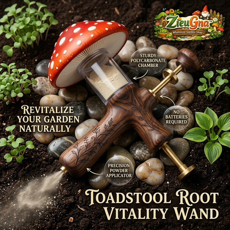 ZieuGna™ Toadstool Root Vitality Wand - Manual Garden Powder Duster & Rooting Hormone Applicator, Eco-Friendly Diatomaceous Earth & Mycorrhizae Sprayer for Plants, Whimsical Garden Gift