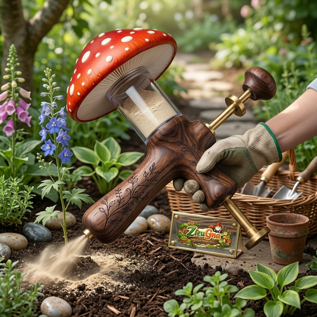 ZieuGna™ Toadstool Root Vitality Wand - Manual Garden Powder Duster & Rooting Hormone Applicator, Eco-Friendly Diatomaceous Earth & Mycorrhizae Sprayer for Plants, Whimsical Garden Gift